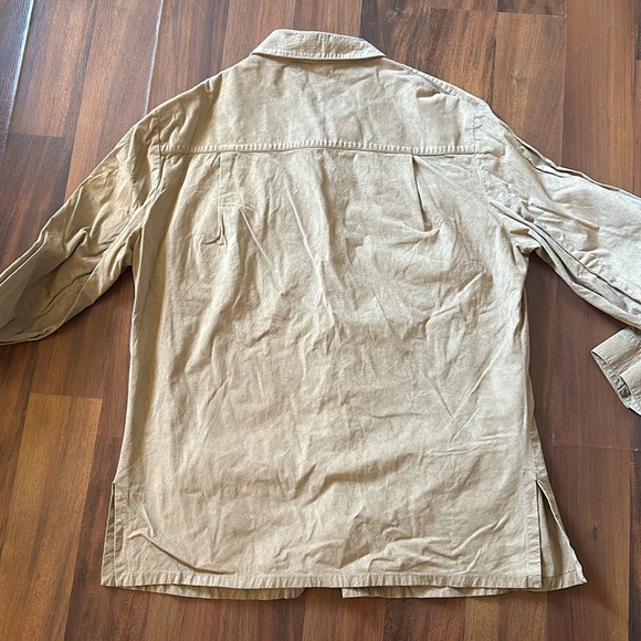 VTG Maus & Hoffman Tan Faux Suede Leather Safari Button Down Mens Shirt Size L - Picture 4 of 11